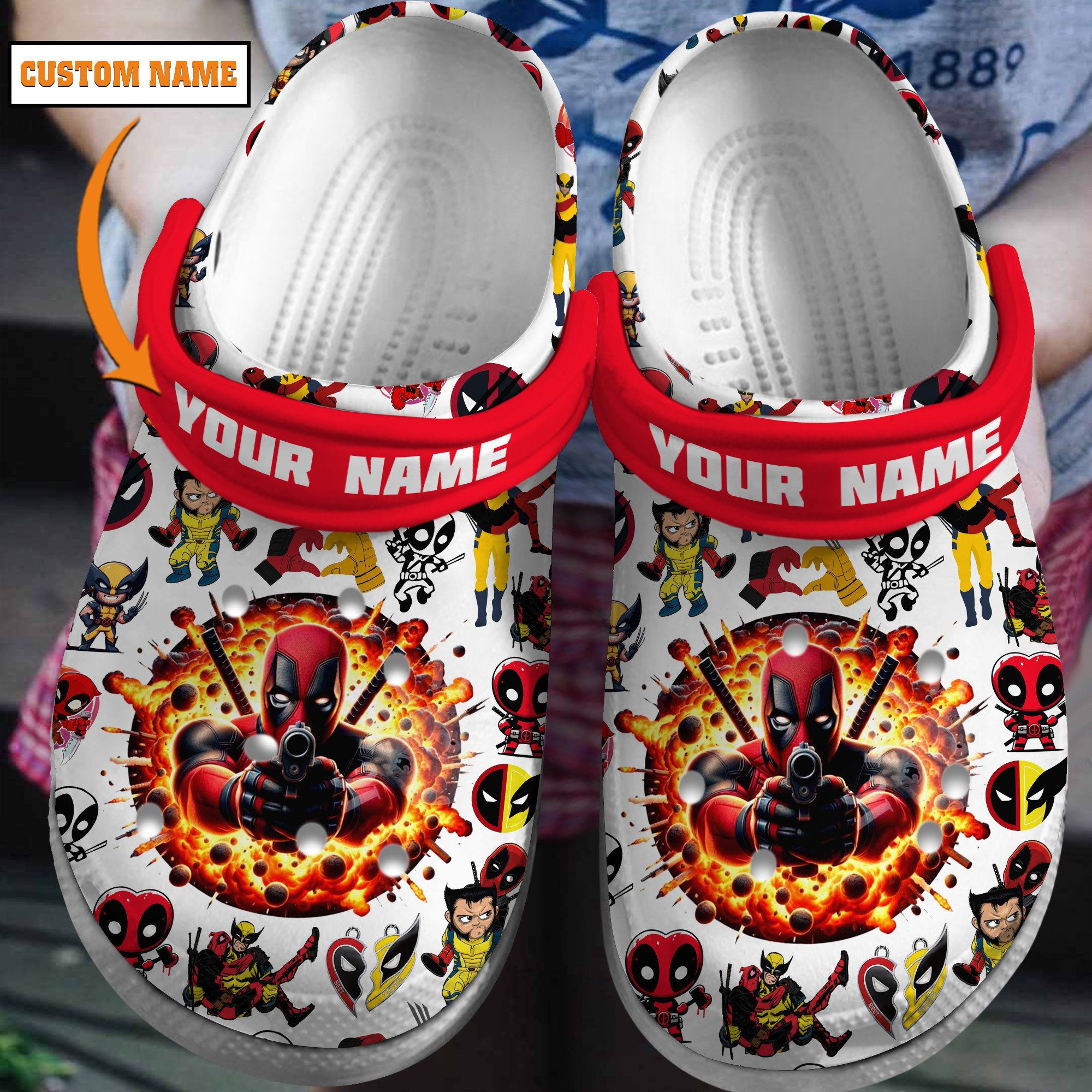 Deadpool And Wolverine Movie Crocs Crocband Clogs Shoes Comfortable For Men Women and Kids