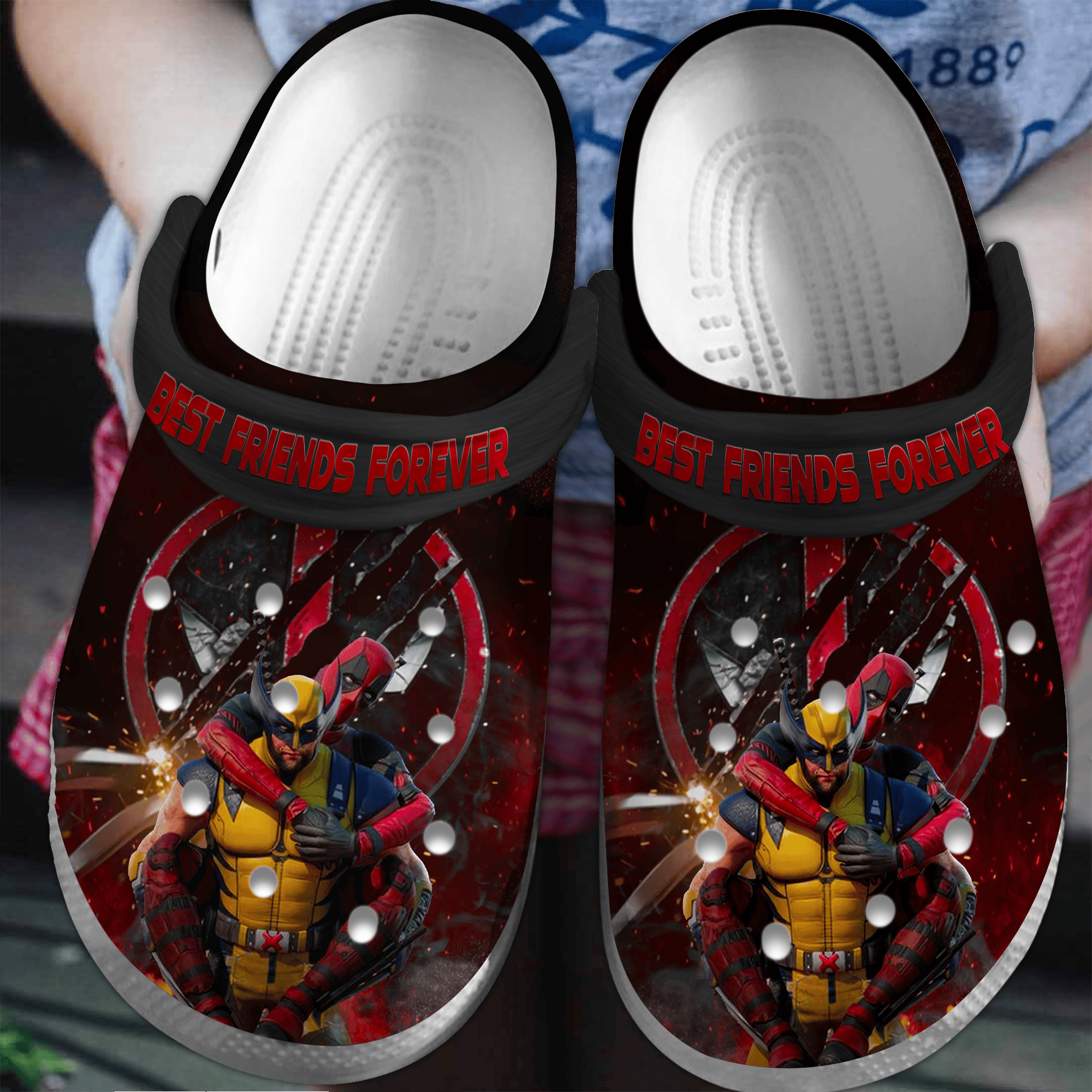 Deadpool And Wolverine Movie Crocs Crocband Clogs Shoes Comfortable For Men Women and Kids