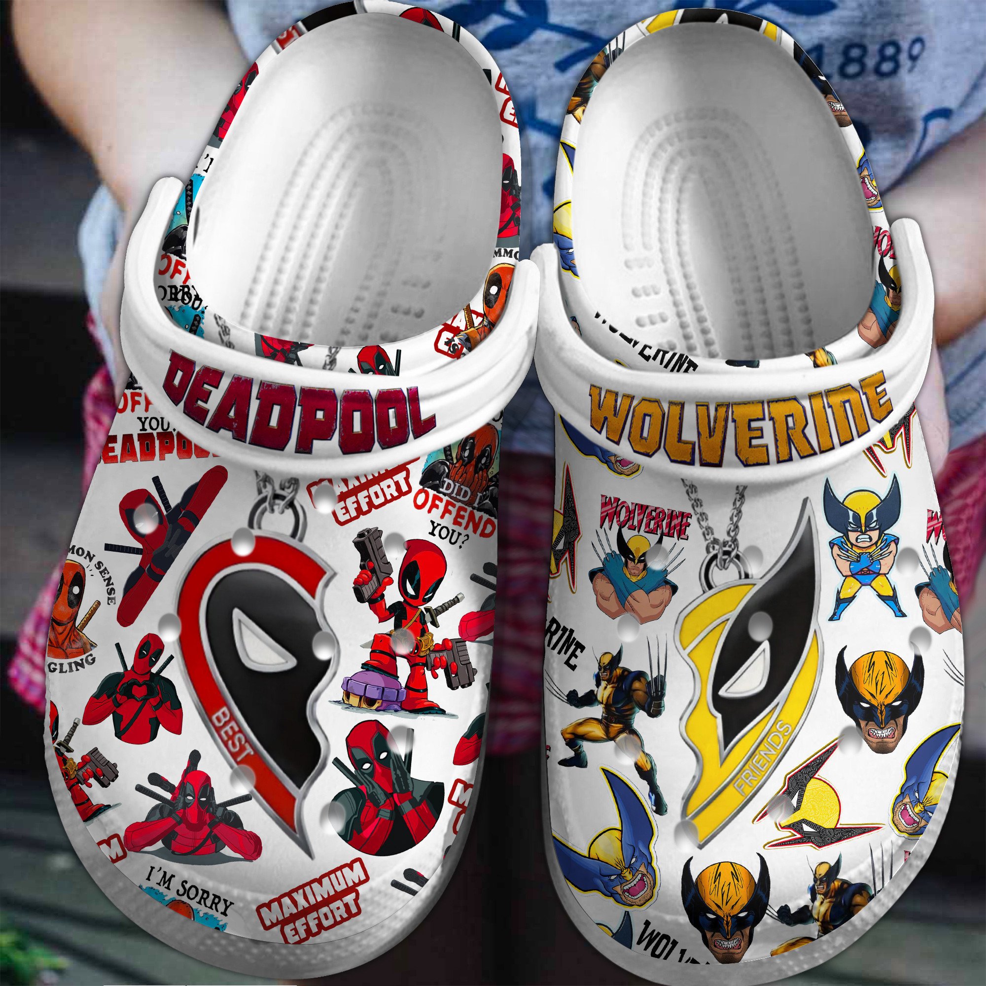 Deadpool And Wolverine Movie Crocs Crocband Clogs Shoes Comfortable For Men Women and Kids