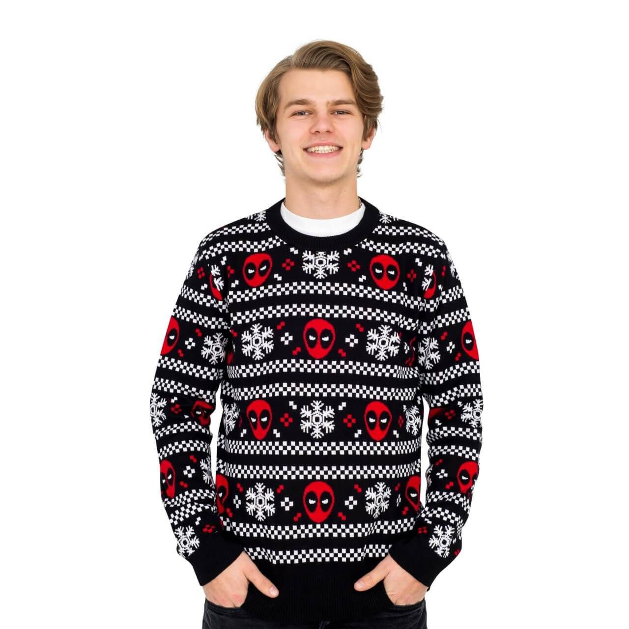 Deadpool Holiday Snow Stripes Ugly Christmas Sweater Adult 3D Funny Matching for family