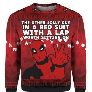Deadpool The Other Jolly Guy In A Red Suit With A Lap Worth Sitting On Ugly Christmas Sweater Adult 3D Funny Matching for family