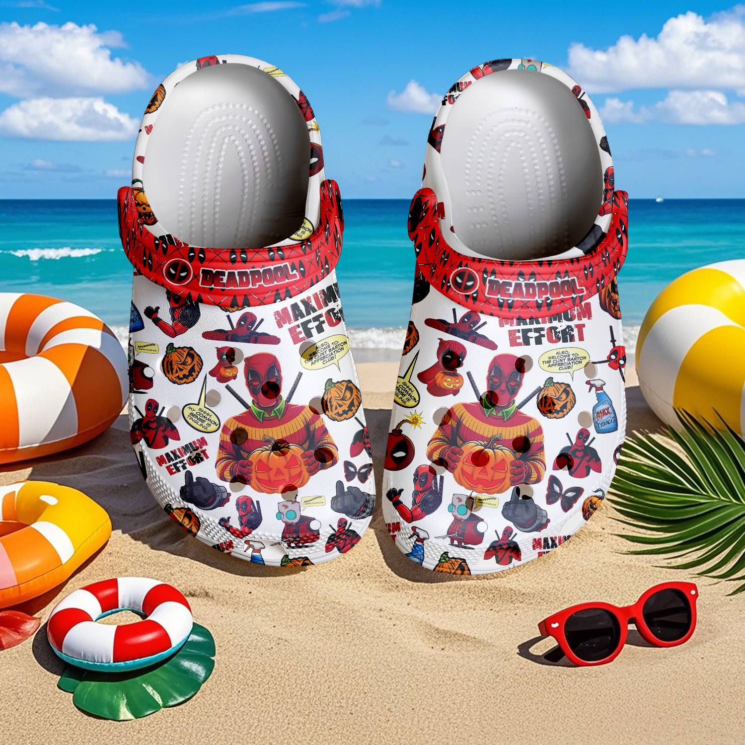 Deadpool x Halloween Crocs Crocband Clogs Shoes Comfortable For Men Women and Kids - Image 2