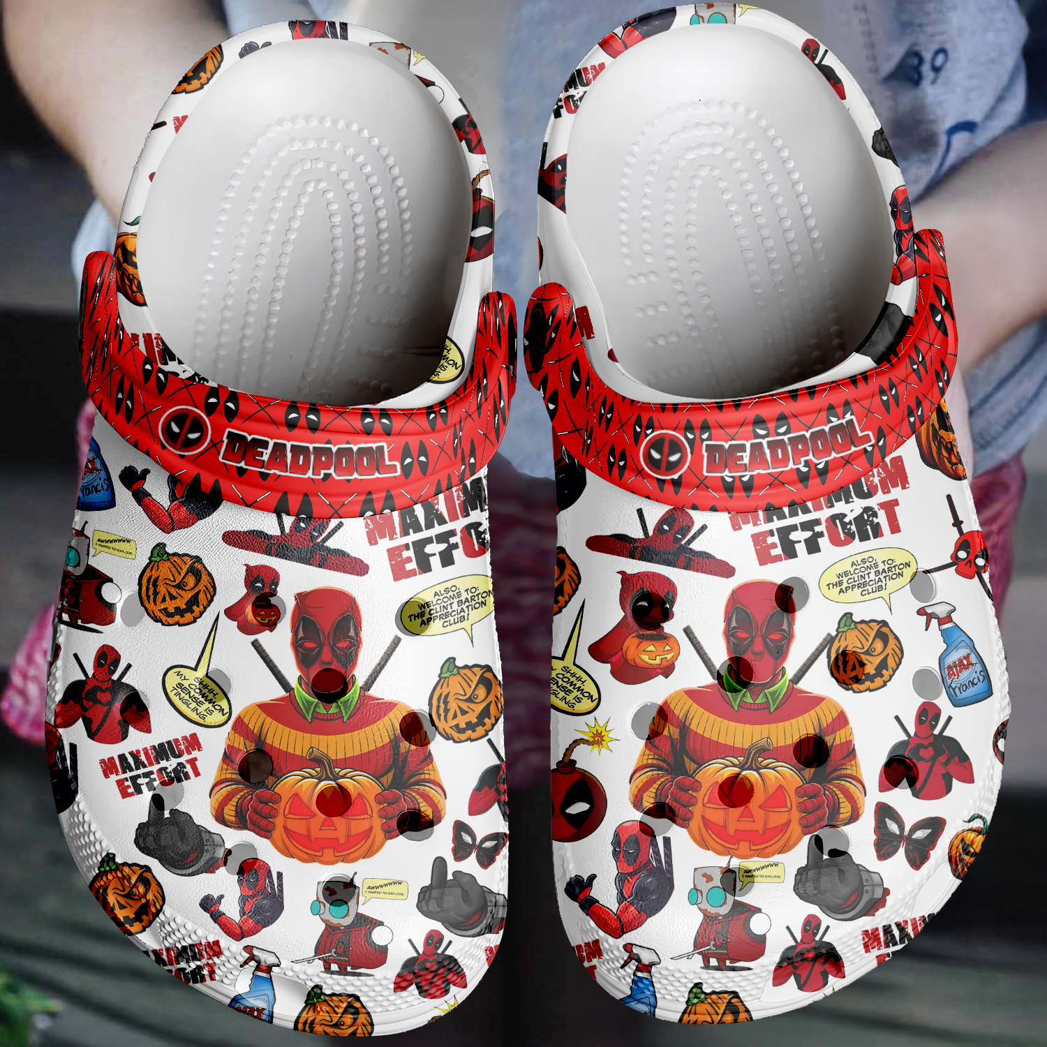 Deadpool x Halloween Crocs Crocband Clogs Shoes Comfortable For Men Women and Kids - Image 5