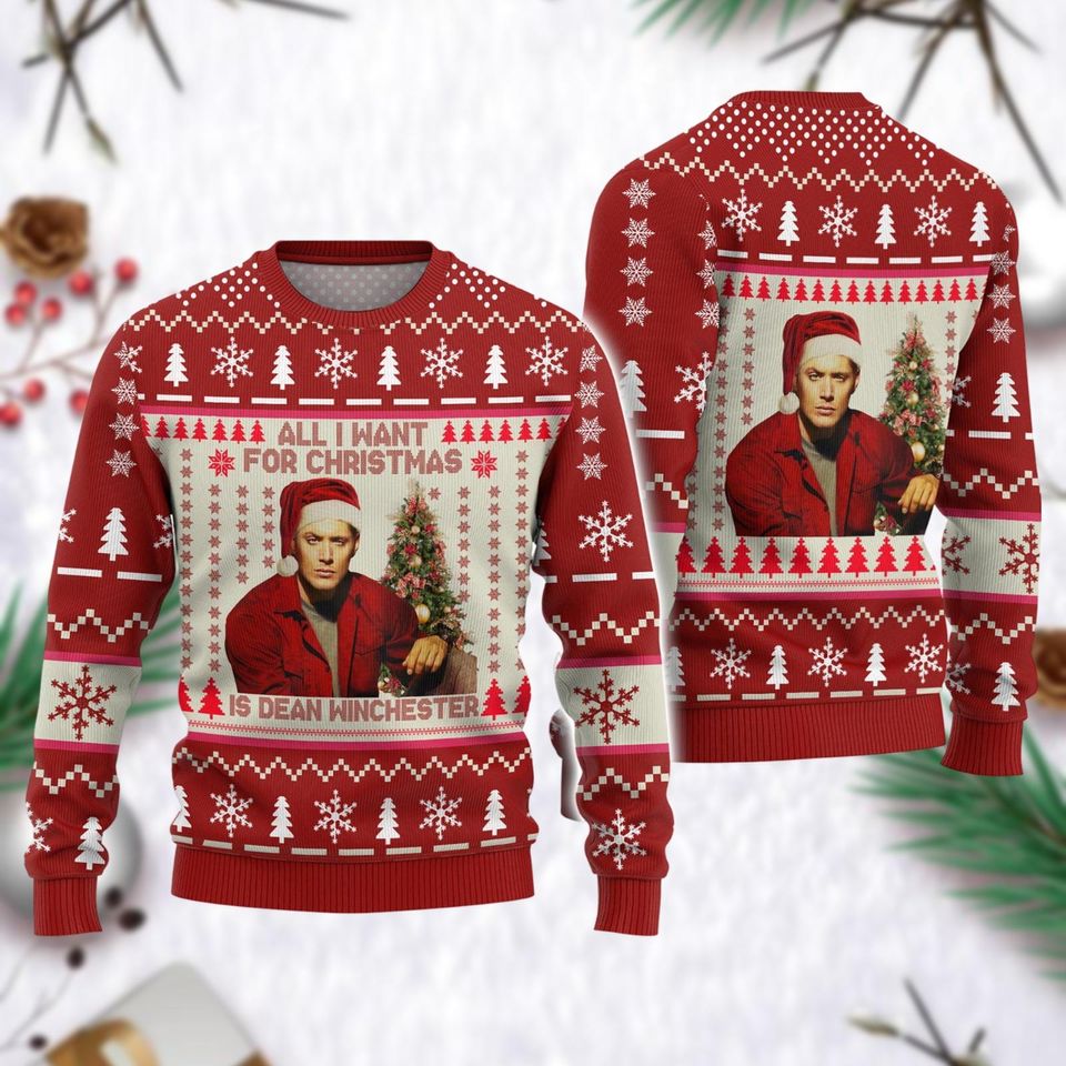 Dean Winchester Sweater, Supernatural Movie Character Ugly Christmas Sweater