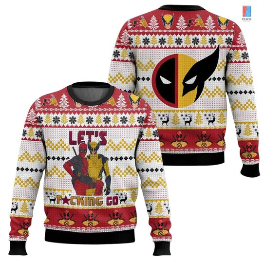 Deapool Wolverine Christmas Ugly Sweater, Lets Fcking Go Sweater, Deapool 3 Sweatshirt - Image 4