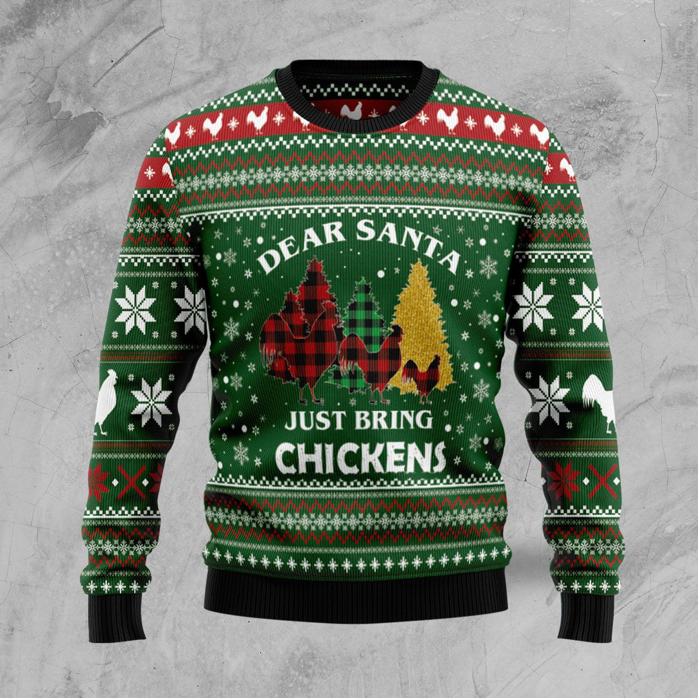 Dear Santa Just Bring Chickens Ugly Christmas Sweater Adult 3D Funny Matching for family
