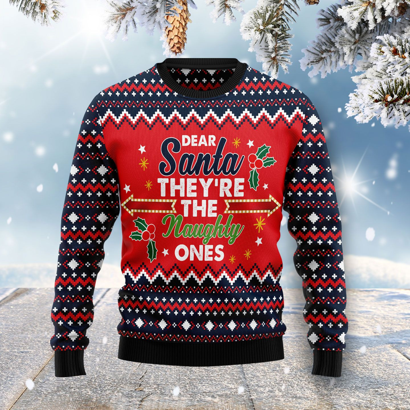 Dear Santa Ugly Christmas Sweater Adult 3D Funny Matching for family