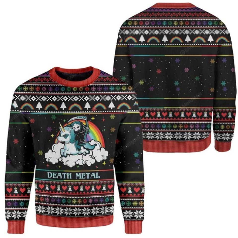 Death Metal Christmas Ugly Sweater, Grim Reaper 3D All Over Print Xmas