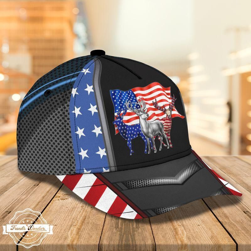 Deer American Flag Classic Cap Baseball Cap Trucker Hats Custom Hats Gifts For Men & Women