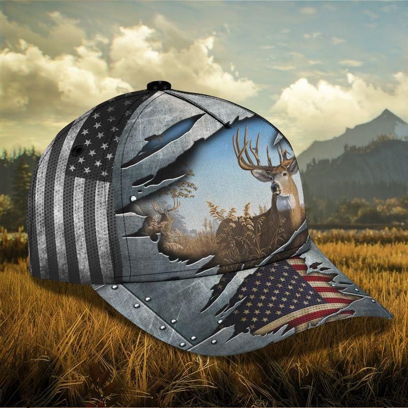 Deer And American Flag Classic Cap Baseball Cap Trucker Hats Custom Hats Gifts For Men & Women