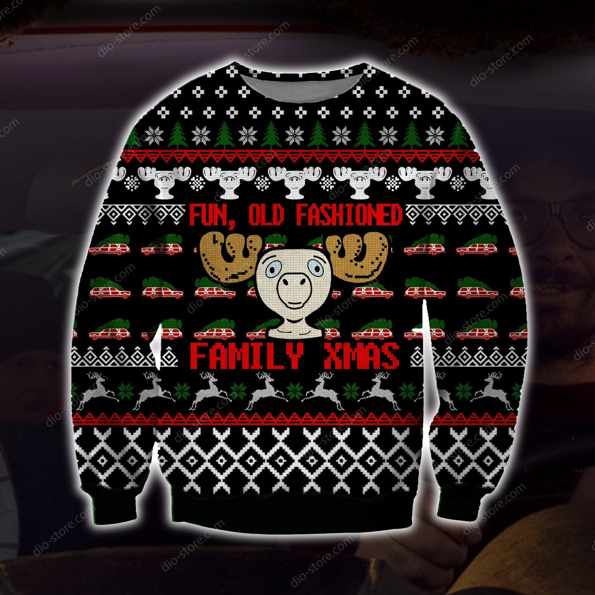 Deer Fun Old Fashioned Family Xmas Ugly Christmas Sweater Adult 3D Funny Matching for family