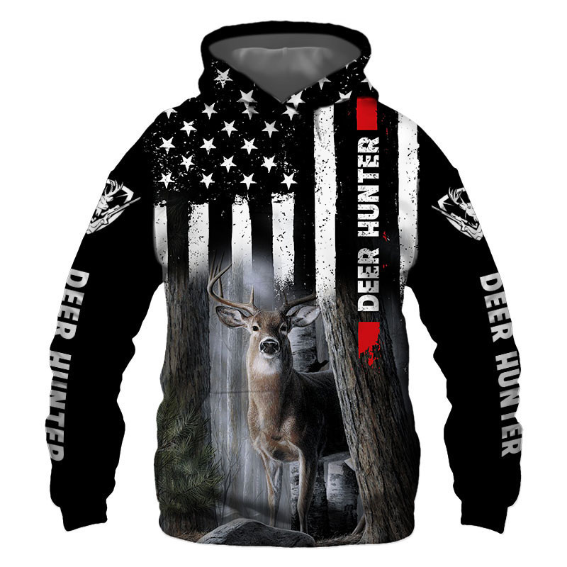 Deer Hunter US Flag 3D All Over Print Hoodie, Zip Hoodie