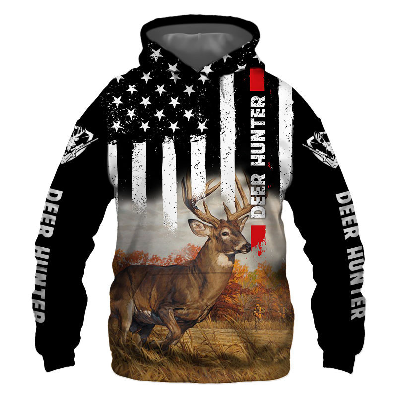 Deer Hunter US Flag Buck 3D All Over Print Hoodie, Zip Hoodie