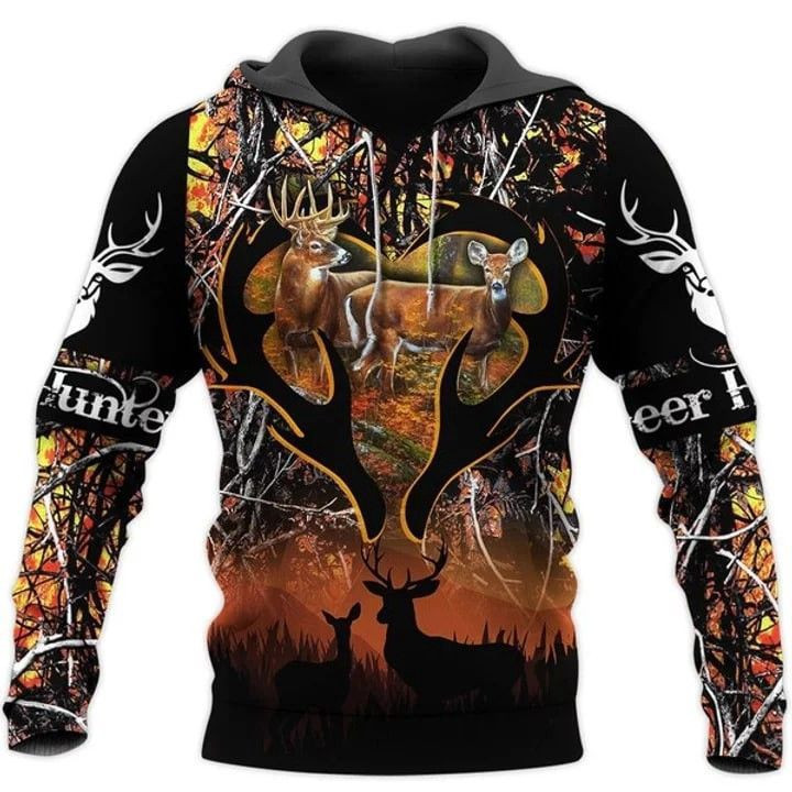 Deer Hunters Camo 3D All Over Print Hoodie, Zip Hoodie