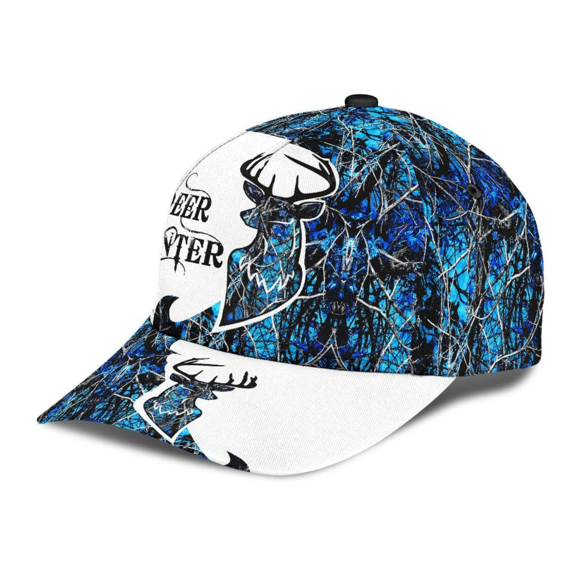 Deer Hunting Blue Pattern Classic Cap - Awareness Hat - Hunting Trucker Hat Personalized Cap Trucker Hats Custom Hats Gifts For Men & Women