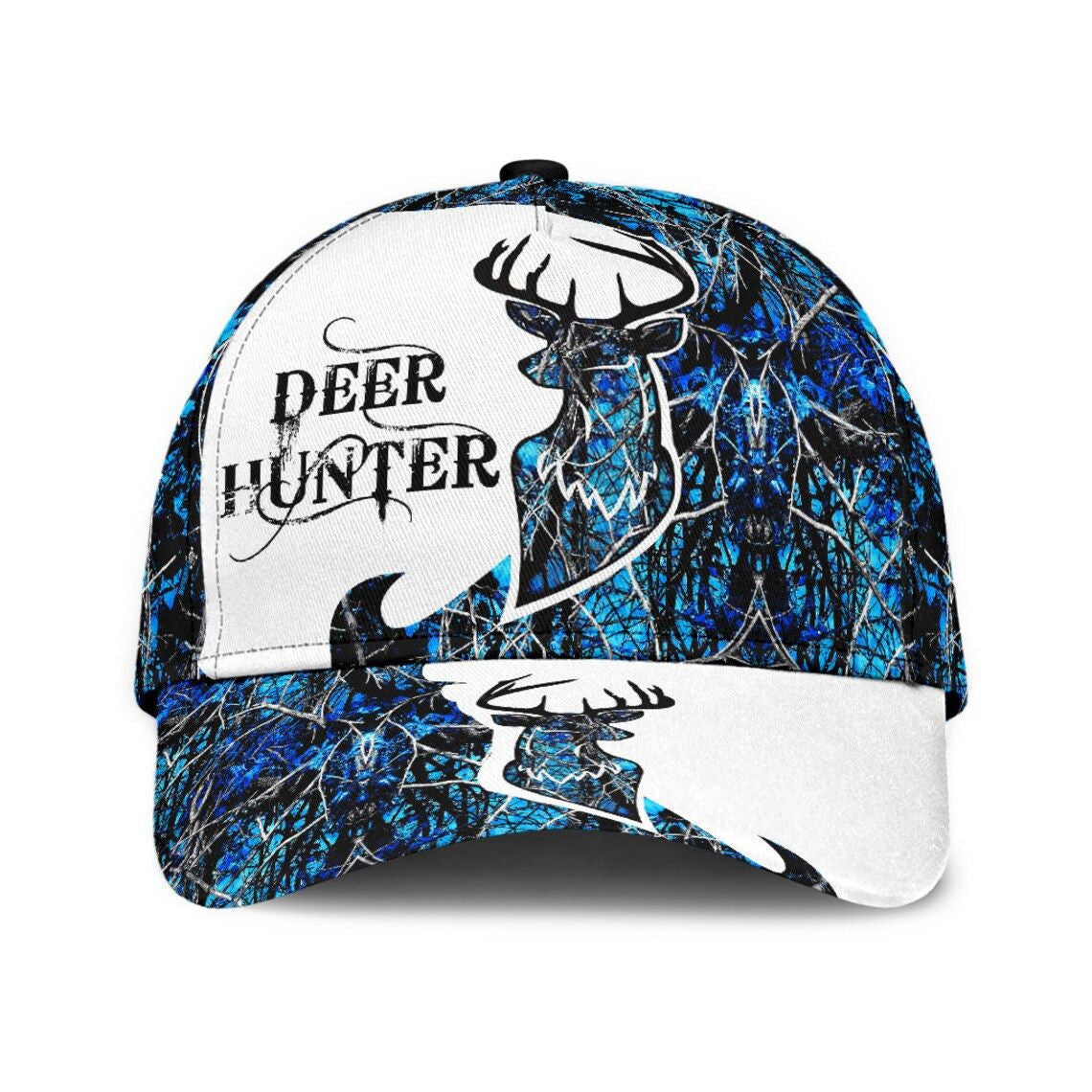 Deer Hunting Blue Pattern Classic Cap - Awareness Hat - Hunting Trucker Hat Personalized Cap Trucker Hats Custom Hats Gifts For Men & Women