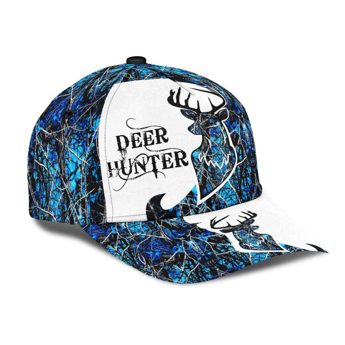 Deer Hunting Blue Pattern Classic Cap - Awareness Hat - Hunting Trucker Hat Personalized Cap Trucker Hats Custom Hats Gifts For Men & Women