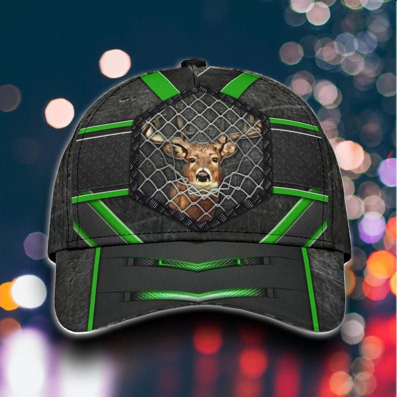 Deer Hunting Camo Green Hat Classic Cap 3D, Deer Hunter Cap, Gift For Men, Gift For Fans Hunting Trucker Hats Custom Hats Gifts For Men & Women