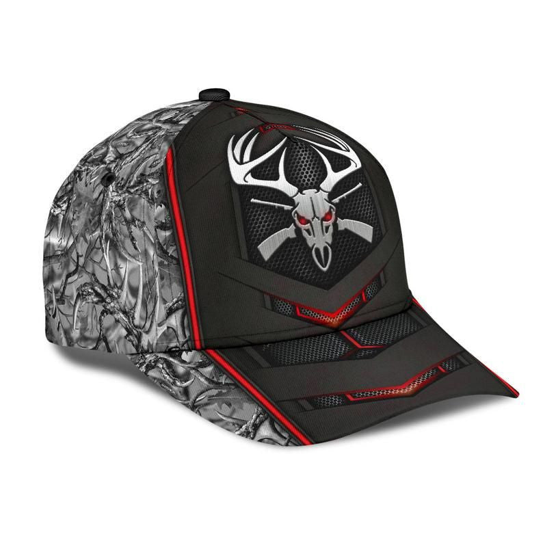 Deer Hunting Camo Red Hat Classic Cap 3D Strapback Cap, Skull Cap, Human Cap, Trending Cap, American Cap Trucker Hats Custom Hats Gifts For Men & Women