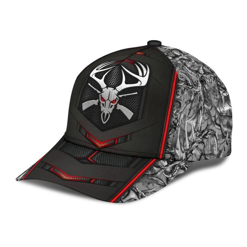 Deer Hunting Camo Red Hat Classic Cap 3D Strapback Cap, Skull Cap, Human Cap, Trending Cap, American Cap Trucker Hats Custom Hats Gifts For Men & Women