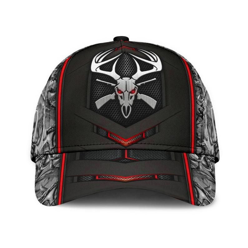 Deer Hunting Camo Red Hat Classic Cap 3D Strapback Cap, Skull Cap, Human Cap, Trending Cap, American Cap Trucker Hats Custom Hats Gifts For Men & Women