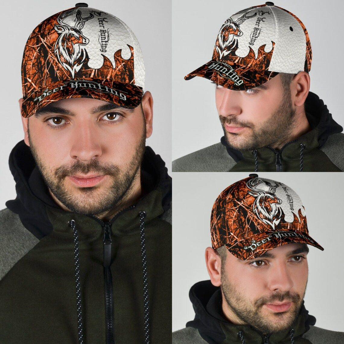 Deer Hunting Orange Camo Classic Cap - Deer Hat - Hunting Trucker Hat Personalized Cap Trucker Hats Custom Hats Gifts For Men & Women