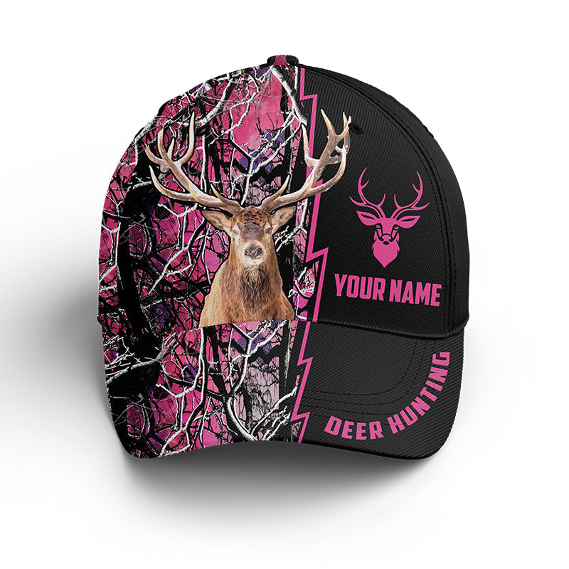 Deer Hunting Pink Camo Country Girl Hunters Custom Camo Hunting Hats, Deer Hunter Hat, Fishing Classic Cap Trucker Hats Custom Hats Gifts For Men & Women