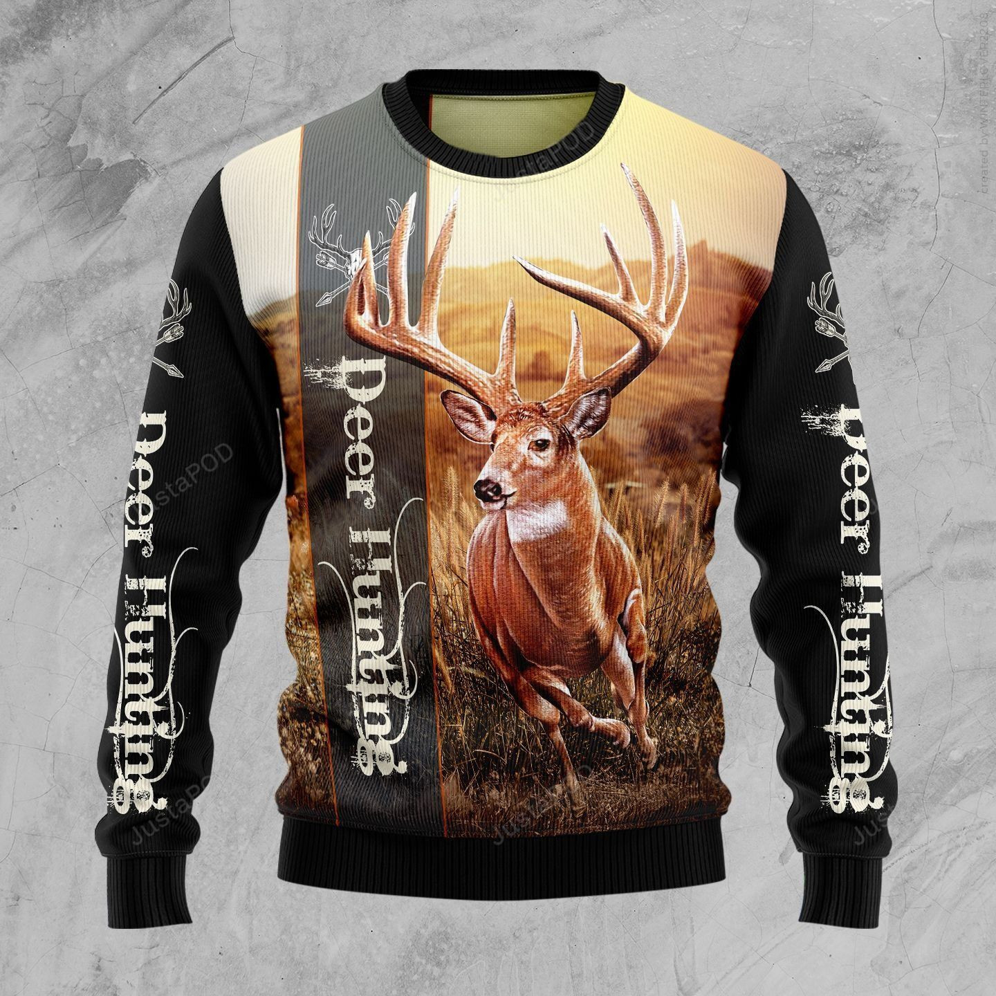 Deer Hunting Ugly Christmas Sweater Adult 3D Funny Matching for family
