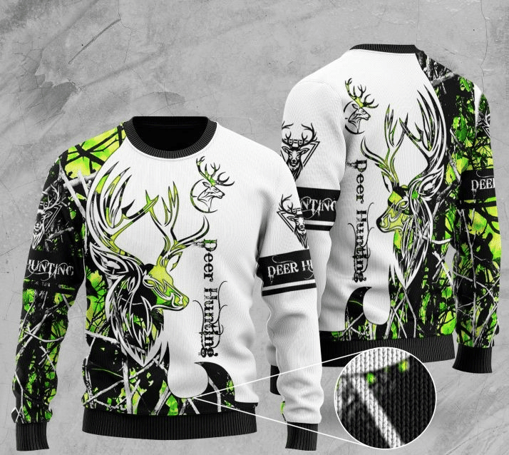Deer Hunting Ugly Christmas Sweater Adult 3D Funny Matching for family