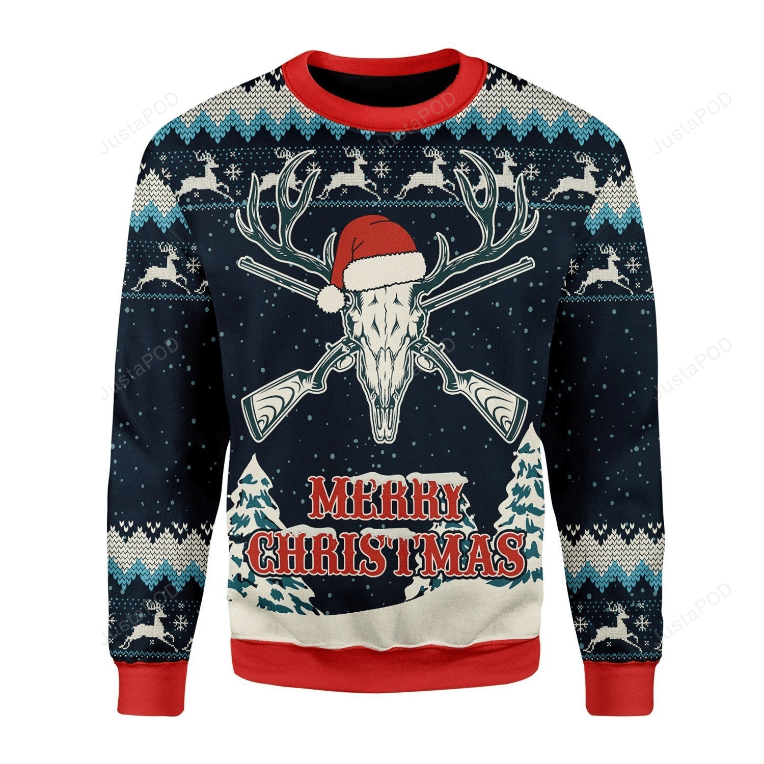 Deer Hunting Ugly Christmas Sweater Adult 3D Funny Matching for family