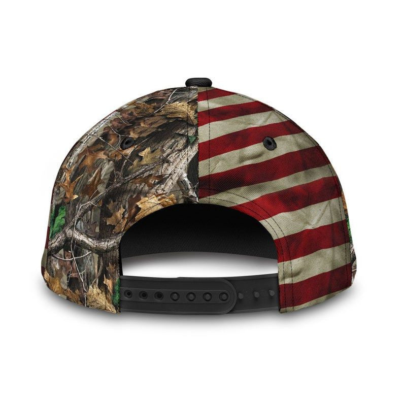 Deer Hunting Us Flag Camo Hat Classic Cap 3D Strapback Cap, Human Cap, Trending Cap, American Cap Trucker Hats Custom Hats Gifts For Men & Women