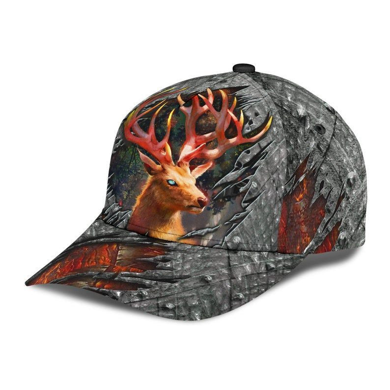 Deer Lava Red Hat Classic Cap 3D Unisex Cap, Skull Cap, Human Cap, Trending Cap, American Cap Trucker Hats Custom Hats Gifts For Men & Women