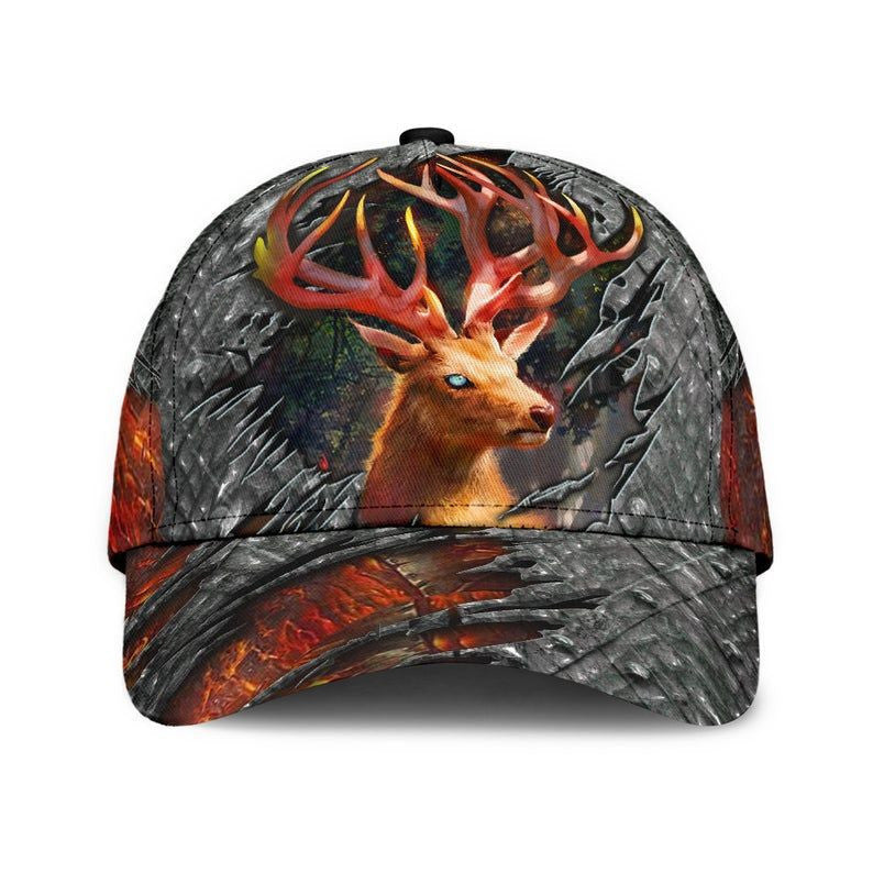 Deer Lava Red Hat Classic Cap 3D Unisex Cap, Skull Cap, Human Cap, Trending Cap, American Cap Trucker Hats Custom Hats Gifts For Men & Women