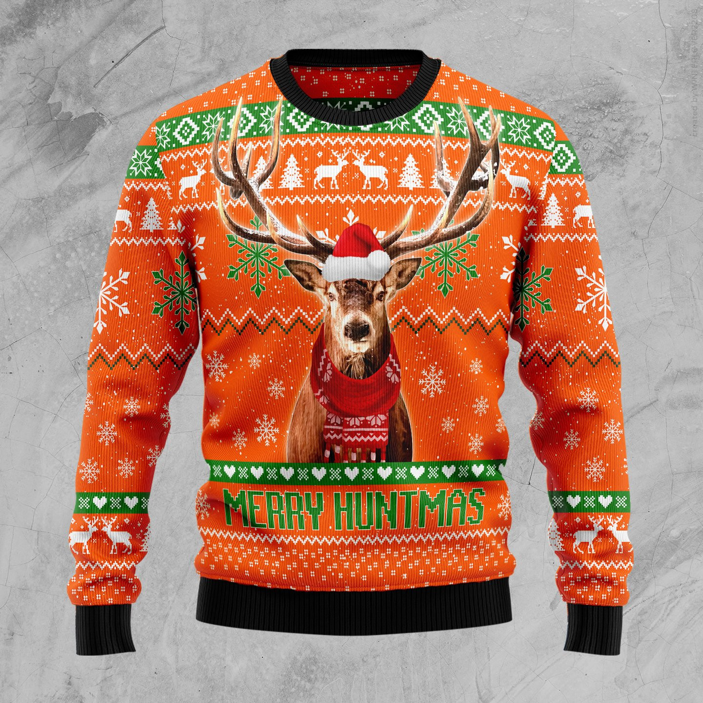 Deer Merry Huntmas Ugly Christmas Sweater Adult 3D Funny Matching for family