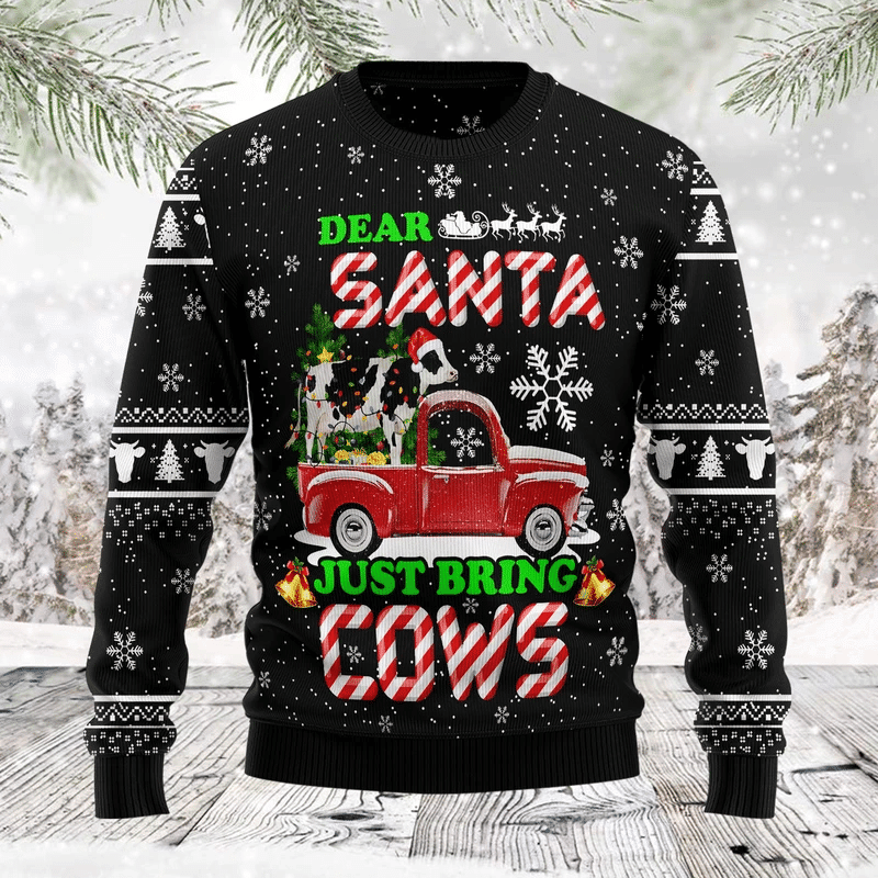Deer Santa Ugly Christmas Sweater Adult 3D Funny Matching for family