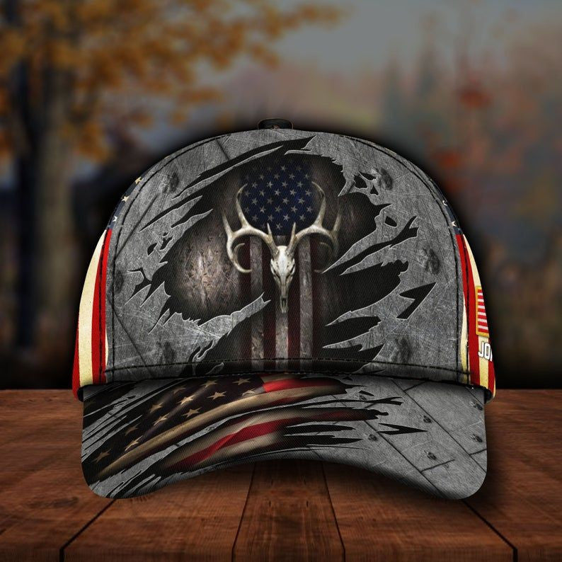 Deer Skull Hunting American Flag - Classic Cap Trucker Hats Custom Hats Gifts For Men & Women