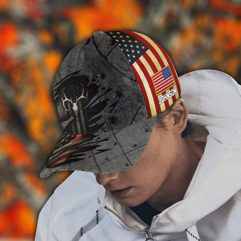 Deer Skull Hunting American Flag - Classic Cap Trucker Hats Custom Hats Gifts For Men & Women
