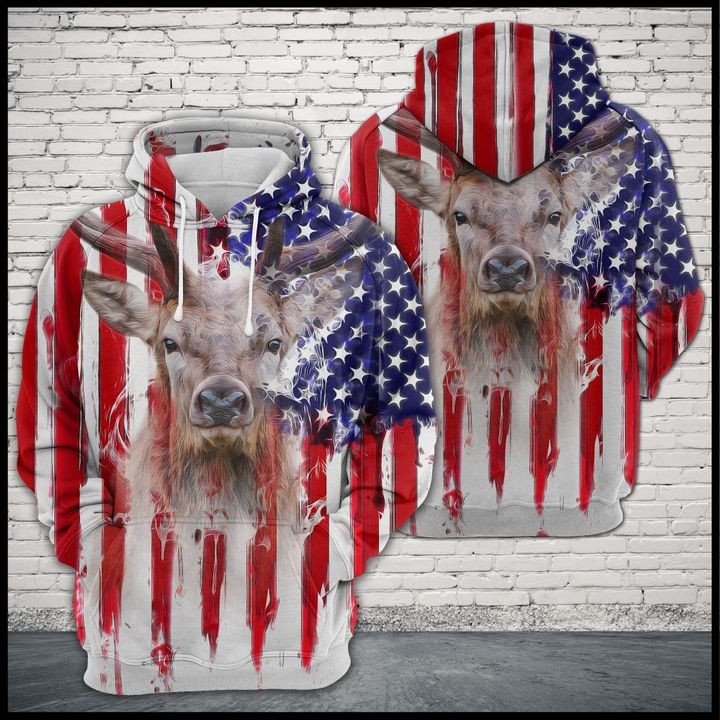 Deer Usa Flag 3D All Over Print Hoodie, Zip Hoodie