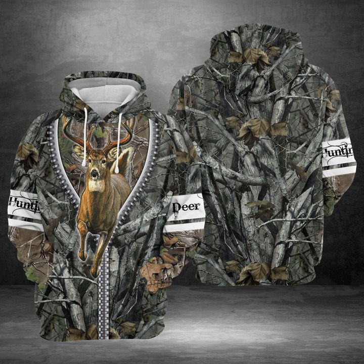 Deer Zipper 3D All Over Print Hoodie, Zip Hoodie
