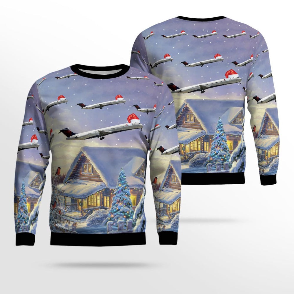 Delta Air Lines McDonnell Douglas MD88 Christmas Ugly Sweater Xmas Unisex Sweater Christmas Gifts For Men Women
