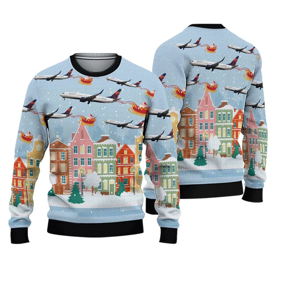 Delta Airlines Boeing 737-900ER Ugly Christmas Sweater