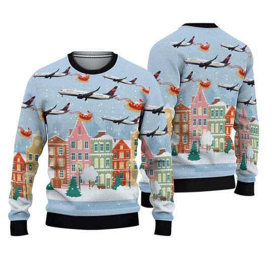 Delta Airlines Boeing 737-900ER Ugly Christmas Sweater - Image 2
