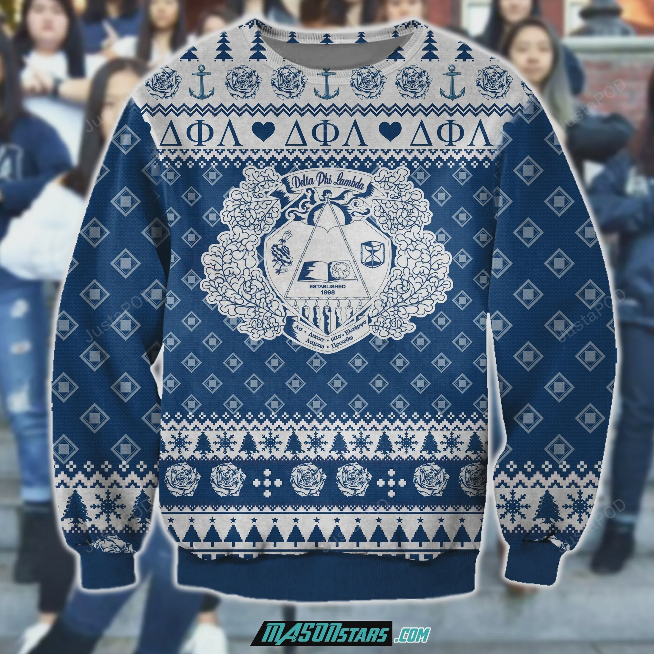 Delta Phi Lambda 3D Print Ugly Christmas Sweater Adult 3D Funny Matching for family