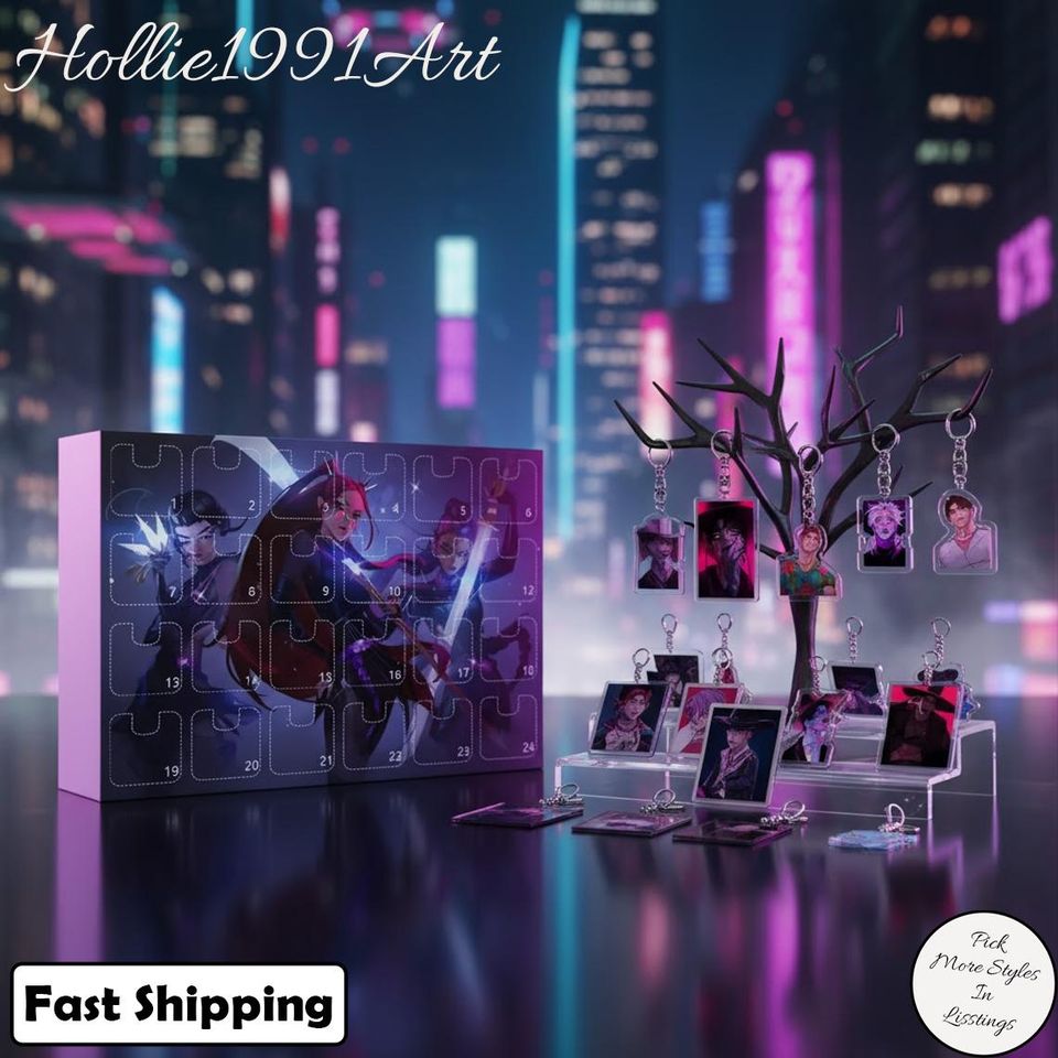 Demon Hunters Christmas Advent Calendar, Kpop 2D Flat Advent Calendar 2025,  Xmas Surprises Calendar Acrylic  2D Flat