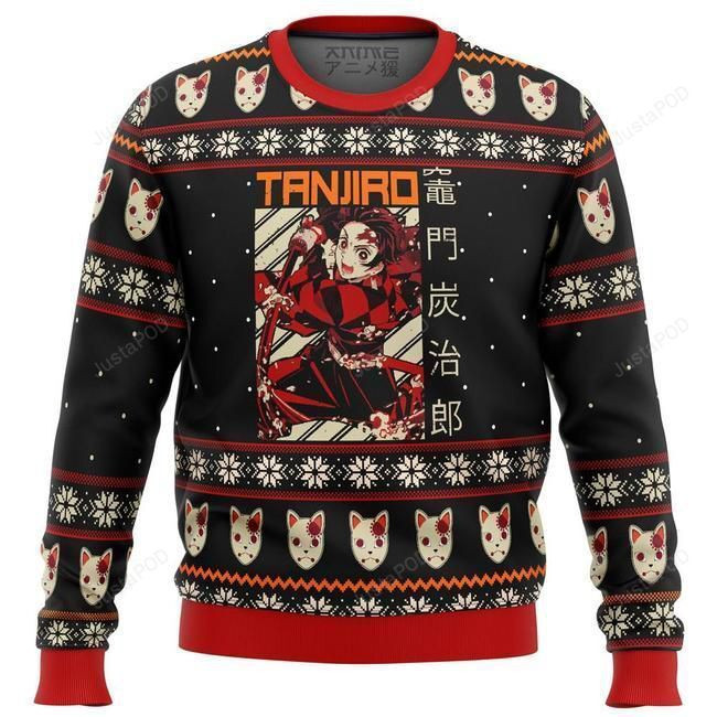 Demon Slayer Tanjiro Ugly Christmas Sweater Adult 3D Funny Matching for family