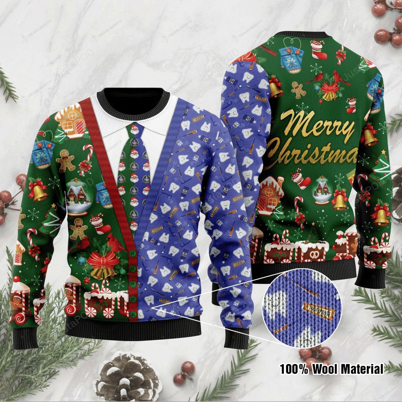 Dentist Ugly Christmas Sweater Adult 3D Funny Matching for family