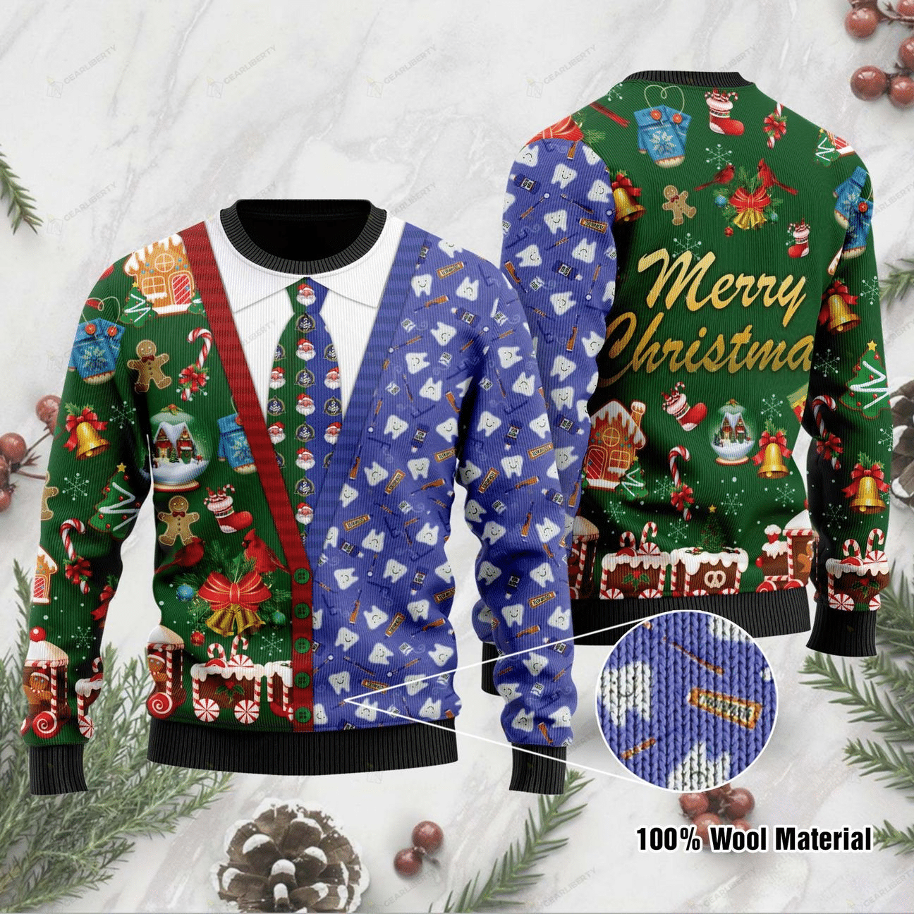 Dentist Ugly Christmas Sweater Adult 3D Funny Matching for family