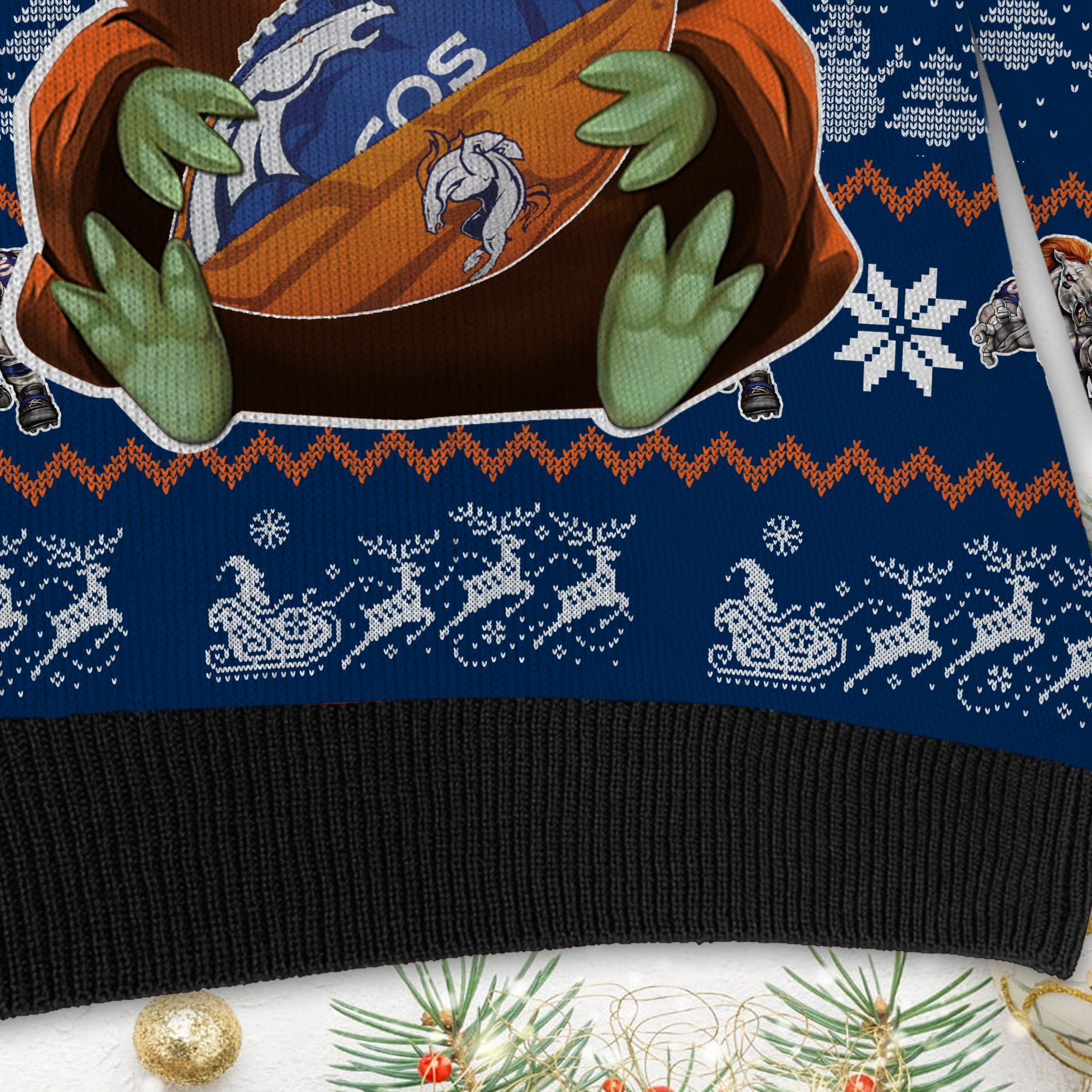 Denver Broncos Baby Yoda Shirt For American Football Fans Ugly Christmas Sweater Adult 3D Funny Matching for family - Image 5