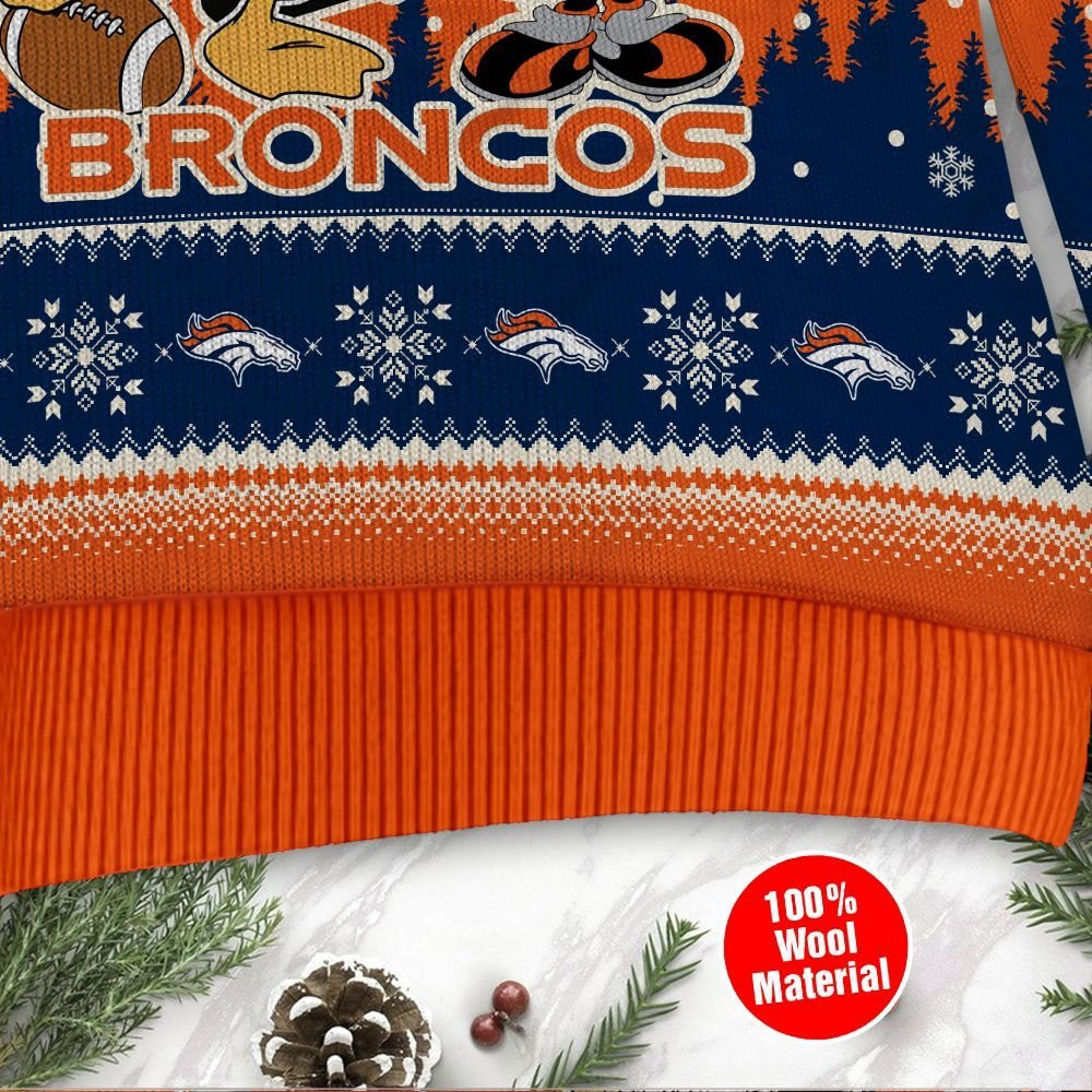 Denver Broncos Disney Donald Duck Mickey Mouse Goofy Personalized Ugly Christmas Sweater Adult 3D Funny Matching for family - Image 4