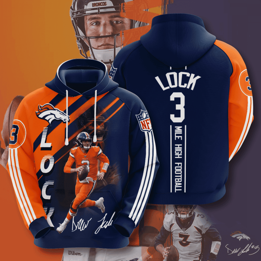 Denver Broncos Drew Lock 3D All Over Print Hoodie, Zip Hoodie